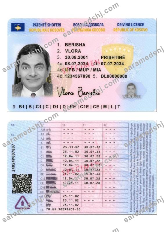 Kosovo driving license 2024-present